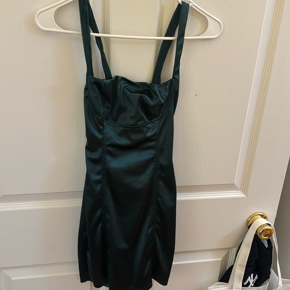 Lucy in the Sky Green Satin Mini Dress